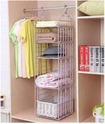 Anubhav Janni 5 Layer Hanging Folding Cloth Rack Clothes Storage Racks Dormitory Closet for Students Wardrobe Shelves Organizer Holders Space Saving Plastic Rack Holder (Pack Of 1 Pcs) - Image 3