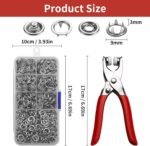 Anubhav Janni Silver Button Snap With Pilers Fastener Kit with Pliers Tool Metal Press Stud Buttons for Clothes Leather Bags Studs Heavy Duty Jeans Jackets (Pack Of 1 Pcs) - Image 5