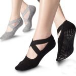 Anubhav Janni Yoga Socks With Belt Women Cotton Ankle Length Sport Fitness Half Toe Grip Gym No Slip For Pilates Barre Ballet Dance Barefoot Workout (Pair of 1 Multicolor)