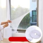 Anubhav Janni Nylon Window Screen Mesh With Tap (150cm*150cm) Fly Net Shield for Windows DIY Size White Home Garden White Stitched With Hook Loop Tape And Polyester Edge Fabric (Pack Of 1 Pcs) - Image 2