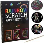 Anubhav Janni Scratch Art Books for Kids Rainbow Magic Paper Black it Off Crafts Notes Boards Sheet with Wooden Stylus (Pack of 1)