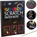 Anubhav Janni Scratch Art Books for Kids Rainbow Magic Paper Black it Off Crafts Notes Boards Sheet with Wooden Stylus (Pack of 1)