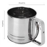 Anubhav Janni Steel Baking Flour Sifter Stainless Double Layer Manual Sifter Sieve Cup Strainer Sugar Powder Shaker Strainer Hand Kitchen Cooking Tool Handheld Fine Mesh Round (Pack Of 1 Pcs) - Image 3