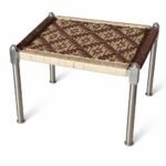 Anubhav Janni Folding Stainless Steel Stool Handwoven Rope Charpai for Home and Outdoor Use with Metal Legs Traditional Low Height Seating Living Room Balcony Patio Multipurpose (Pack Of 1 Pcs)