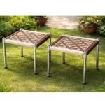 Anubhav Janni Folding Stainless Steel Stool Handwoven Rope Charpai for Home and Outdoor Use with Metal Legs Traditional Low Height Seating Living Room Balcony Patio Multipurpose (Pack Of 1 Pcs) - Image 2