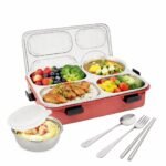 Anubhav Janni Tokyo Buffet Lunch Box Leak Proof BPA Free Stainless Steel For School Office With Spoon Chopsticks Adults Kids Durable Portable Freezer Dishwasher Safe (Pack Of 1 Pcs)