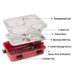 Anubhav Janni Tokyo Buffet Lunch Box Leak Proof BPA Free Stainless Steel For School Office With Spoon Chopsticks Adults Kids Durable Portable Freezer Dishwasher Safe (Pack Of 1 Pcs) - Image 2