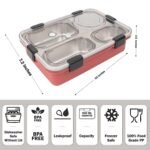 Anubhav Janni Tokyo Buffet Lunch Box Leak Proof BPA Free Stainless Steel For School Office With Spoon Chopsticks Adults Kids Durable Portable Freezer Dishwasher Safe (Pack Of 1 Pcs) - Image 3