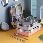 Anubhav Janni Tokyo Buffet Lunch Box Leak Proof BPA Free Stainless Steel For School Office With Spoon Chopsticks Adults Kids Durable Portable Freezer Dishwasher Safe (Pack Of 1 Pcs) - Image 6
