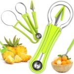 Anubhav Janni 4 In 1 Fruit Scooper Melon Baller Scoop Set Stainless Steel Scooper Carving Knife Digging Spoon Cutter Tool For Ice Cream Sorbet Ball Spoon Double Sided (Pack Of 1 Pcs) - Image 2
