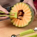 Anubhav Janni 4 In 1 Fruit Scooper Melon Baller Scoop Set Stainless Steel Scooper Carving Knife Digging Spoon Cutter Tool For Ice Cream Sorbet Ball Spoon Double Sided (Pack Of 1 Pcs) - Image 6