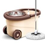 Anubhav Janni Magic Mop Stainless Steel Rolling Spin Rotary Bucket Microfiber Head Movable with Wheels For Home And Office Floor Mop Spin Mop Magic Mop Mop Stick Spin (Pack Of 1 Pcs)