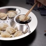 Anubhav Janni Stainless Steel Dumpling Drain Snack Tray Multi Compartment Plate With Integrated Sauce Chip Dip Platter Fruit Dish Detachable Holder Steamer Tableware Dinner (Pack Of 1 Pcs) - Image 5