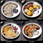 Anubhav Janni Stainless Steel Dumpling Drain Snack Tray Multi Compartment Plate With Integrated Sauce Chip Dip Platter Fruit Dish Detachable Holder Steamer Tableware Dinner (Pack Of 1 Pcs) - Image 7