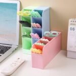 Anubhav Janni 4 Grid Desktop Pen Cum Cosmetic Holder Stand Multipurpose Desk Organizer Compact Storage Box Home Kitchen Pencil Stationery Office Bathroom Study (Pack Of 1 Pcs) - Image 3