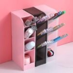 Anubhav Janni 4 Grid Desktop Pen Cum Cosmetic Holder Stand Multipurpose Desk Organizer Compact Storage Box Home Kitchen Pencil Stationery Office Bathroom Study (Pack Of 1 Pcs) - Image 5