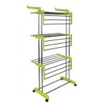Anubhav Janni Clothing Drying Tower Rack Stand With Wheels Cloth For Balcony Foldable Steel Clothes Drying Stand Clothes Shoes Quilts Double Supported  (Pack Of 1 Pcs)