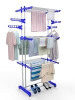 Anubhav Janni Clothing Drying Tower Rack Stand With Wheels Cloth For Balcony Foldable Steel Clothes Drying Stand Clothes Shoes Quilts Double Supported  (Pack Of 1 Pcs) - Image 2