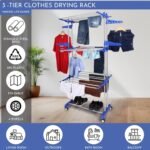 Anubhav Janni Clothing Drying Tower Rack Stand With Wheels Cloth For Balcony Foldable Steel Clothes Drying Stand Clothes Shoes Quilts Double Supported  (Pack Of 1 Pcs) - Image 4
