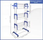 Anubhav Janni Clothing Drying Tower Rack Stand With Wheels Cloth For Balcony Foldable Steel Clothes Drying Stand Clothes Shoes Quilts Double Supported  (Pack Of 1 Pcs) - Image 5