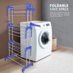 Anubhav Janni Clothing Drying Tower Rack Stand With Wheels Cloth For Balcony Foldable Steel Clothes Drying Stand Clothes Shoes Quilts Double Supported  (Pack Of 1 Pcs) - Image 7