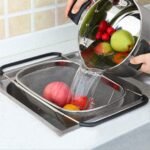 Anubhav Janni Stainless Steel Adjustable Kitchen Sink Drain Basket Expandable Rack Multipurpose for Washing Vegetables Fruits Quick Draining Durable Over Sink Strainer Basket (Pack Of 1 Pcs) - Image 3