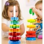 Anubhav Janni Baby Spinning Stacking Toys for Toddlers 1-3 Rainbow Ring Stacker Montessori Babies ( part of 1 ) - Image 3