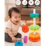 Anubhav Janni Baby Spinning Stacking Toys for Toddlers 1-3 Rainbow Ring Stacker Montessori Babies ( part of 1 ) - Image 5