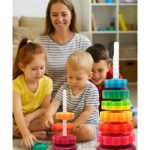 Anubhav Janni Baby Spinning Stacking Toys for Toddlers 1-3 Rainbow Ring Stacker Montessori Babies ( part of 1 ) - Image 8