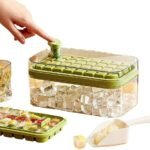 Anubhav Janni 2 Layer Ice Cube Tray With Bin with Lid BPA Free Square Molds Scoop Easy One Tap Release Space Saving Storage Container Makes Bin (Pack Of 1 Pcs) - Image 2