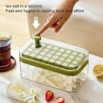 Anubhav Janni 2 Layer Ice Cube Tray With Bin with Lid BPA Free Square Molds Scoop Easy One Tap Release Space Saving Storage Container Makes Bin (Pack Of 1 Pcs) - Image 4