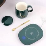 Anubhav Janni Cup Heater With Spoon Mug Coffee Warmer Electric for Desk with Auto Shut Off and Spoon Smart Beverage Beverages Portable Drink Plate Home Office Use (Pack Of 1 Pcs) - Image 2