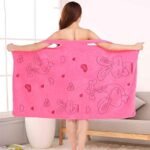 Anubhav Janni Womens Wearble Bath Towel Lady Elegant Wearable Magic Soft Convenient Towels Dress Spa Body Wrap Microfiber with Straps Heart Print Pattern Bathrobe For Girls (Pack Of 1 Pcs) - Image 2