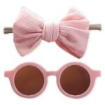 Anubhav Janni Baby Toddler Sunflower Sunglasses Headband Gift Set Stretchy Bow Headband Fashion Beach Sunglasses Baby Shower Gift for Kids photoshoot props for baby girl ( pack of 1 ) - Image 4