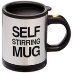 Anubhav Janni Self Mug Food Grade Hygienic Black Automatic Stirring Coffee With Lid Electric Mixing Cup Stainless Steel Double Wall Self Spinning Cyclone Stirrer Coffee Tea Milk (Pack Of 1 Pcs)