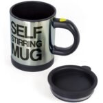 Anubhav Janni Self Mug Food Grade Hygienic Black Automatic Stirring Coffee With Lid Electric Mixing Cup Stainless Steel Double Wall Self Spinning Cyclone Stirrer Coffee Tea Milk (Pack Of 1 Pcs) - Image 2
