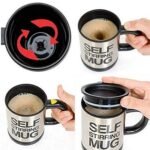 Anubhav Janni Self Mug Food Grade Hygienic Black Automatic Stirring Coffee With Lid Electric Mixing Cup Stainless Steel Double Wall Self Spinning Cyclone Stirrer Coffee Tea Milk (Pack Of 1 Pcs) - Image 3