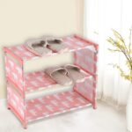 Anubhav Janni 3 Layer Shoe Rack Shoes Storage Shelf Standing Organizer Anti Dust Woven Fabric Tiers Non Woven  Easy Assembled Closet Home Sturdy Cabinet Stand Wall Bench Home (Pack Of 1 Pcs) - Image 2