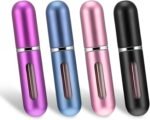 Anubhav Janni Leak Proof Travel Friendly Fragrance Refillable Mini Perfume Spray Bottle Portable Scent Atomizer Pump Case Pocket Size Easy Carry Durable Container for Outdoor Use Pack of 4 Pcs