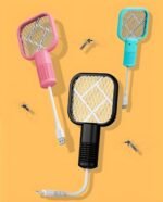 Anubhav Janni 2 In 1 Mini Mosquito Racket Kill Bat USB Rechargeable Portable Bug Zapper Electric Fly Swatter Safe For Indoor Outdoor Use Multifunctional Lamp (Multicolor) (Pack Of 1 Pcs) - Image 3