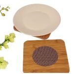 Anubhav Janni Wooden Square Heat Pot Pad Shape Heating Insulation Resistant Natural Bamboo Coaster Tableware Placemat Dining Table Utensils Bowl Tea Cup Office Home  (Pack Of 1 Pcs) - Image 5