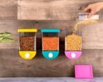 Anubhav Janni Push Storage Container (1100ml) Button Container Wall Mounted Container Punch Free Press Type Tank Wall Mount Container Kitchen Counter Table Drawer Desk (Pack Of 1 Pcs) - Image 2