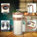 Anubhav Janni Stainless Steel Coffee Thermos Mug Tumbler With Lid Handle Smart Touch Temperature Display Cup Double Wall Insulate Travel Office Home Drinks Office 650 ml (Pack Of 1 Pcs) - Image 3