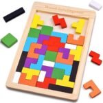 Anubhav Janni Wooden Tetris Puzzle Brain Teaser Toy Colorful Jigsaw Game Montessori Intelligence Educational Gift for Baby- Toddlers Kids 2-6 Years Old Boys Girls ( pack of 1 )