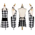 Anubhav Janni Home Kitchen Apron Black and White Plaid Pattern With Pocket Mint Green Trim Buffalo Check Aprons Pockets Adjustable Bib Chef for Men Women (Pack Of 1 Pcs) - Image 2