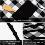 Anubhav Janni Home Kitchen Apron Black and White Plaid Pattern With Pocket Mint Green Trim Buffalo Check Aprons Pockets Adjustable Bib Chef for Men Women (Pack Of 1 Pcs) - Image 4