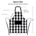 Anubhav Janni Home Kitchen Apron Black and White Plaid Pattern With Pocket Mint Green Trim Buffalo Check Aprons Pockets Adjustable Bib Chef for Men Women (Pack Of 1 Pcs) - Image 5