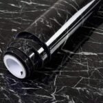 Anubhav Janni Black Marble Foil Paper Kitchen Stickers Oil Proof Waterproof Self Adhesive Wallpaper Bathroom Wall Contact Roll Peel Stick Vinyl Sheet  Kitchen Furniture Tabletop (Pack Of 1 Pcs)