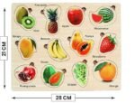 Anubhav Janni Wooden Vegetable Shapes Puzzle Board - Educational Toy for Kids Interactive Learning Tool to Enhance Shape Color Recognition Skills Tray Fruits Vegetables Peg Montessori Toys ( pack of 1 ) - Image 3