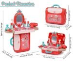 Anubhav Janni 3-in-1 Beauty Set for Kids Girls Learning Educational Makeup Suitcase Kit with Accessories Pretend Play Portable Toy Gift Doll Cosmetic Vanity Table Trolley Make up Plastic ( pack of 1 ) - Image 3
